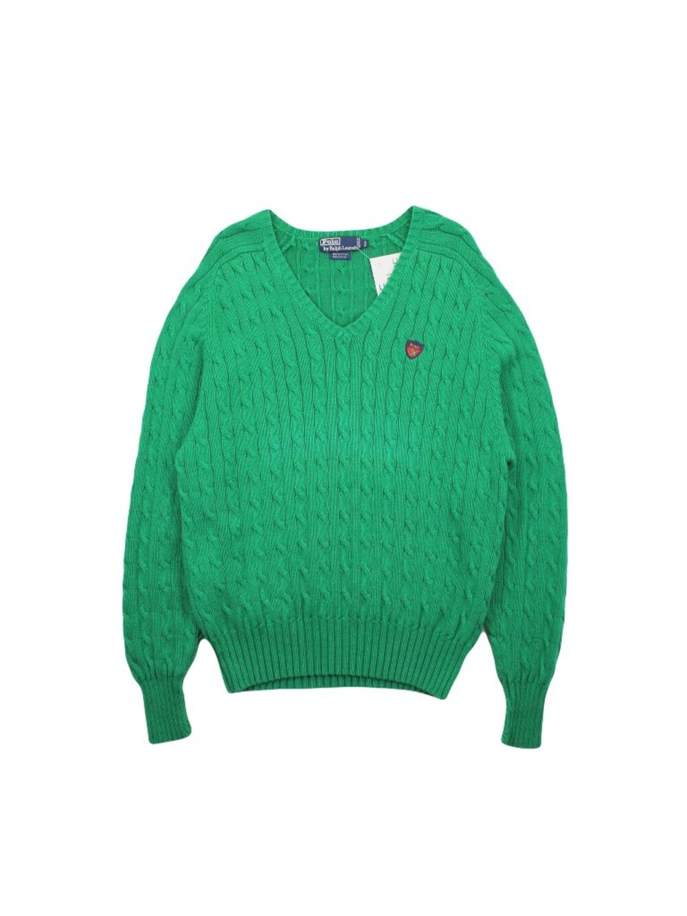 Vintage Polo Ralph Lauren V-Neck Cable Knit Sweater S